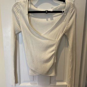 Divided plunging white long sleeve